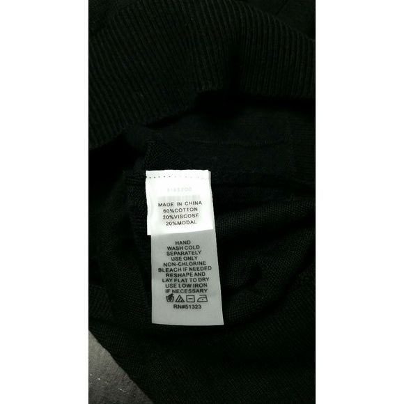 Vince Camuto Drop Stitch Asymmetrical V-Neck Black - Picture 7 of 7